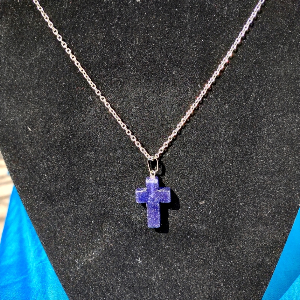 Purple cross necklace